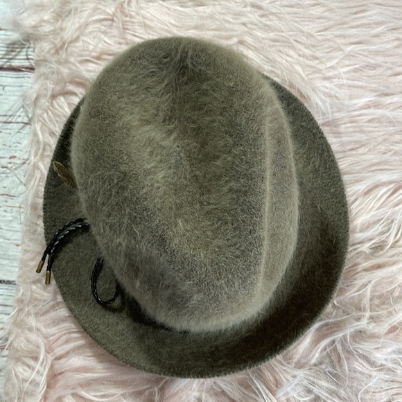 Hat Attack Angora Gray Feather Trim Fedora Hat - Picture 5 of 7